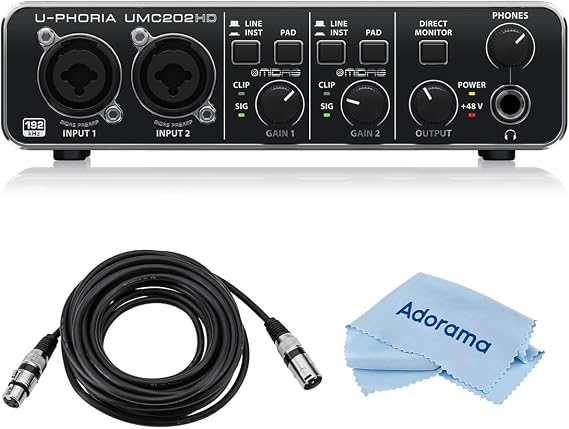 Behringer U-Phoria UMC202HD Audiophile 2x2 USB Audio Interface with MIDAS M