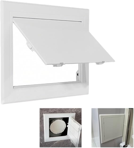 Access Panel 100x150 mm, Inspection Hatch Revision Door Paintable ABS Plastic for Wall & Ceiling, Conceals Pipes Wires Meters Fuse Box Cover, Flush Fit Access Panel Service Hatch for Easy Access