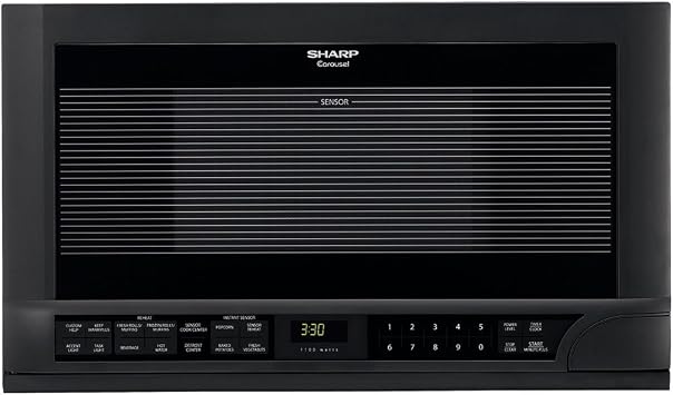 Sharp R1210TY 1-1/2-Cubic-Foot 1100-Watt Over-the-Counter Microwave, Black