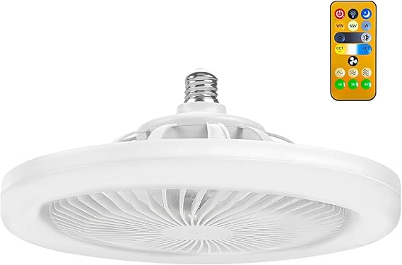 Led Işıklı Tavan Vantilatörü, 3 Farklı Işık Modu, 3 Seviye Güçlü Fan Modu, Uzaktan Kumandalı, Ayarlanabilir Parlaklık Ayarı, Kolay Kurulumlu, Ev Ofis Balkon Bahçe İçin Tavan Pervane Vantilatörü [Enerji Sınıfı A+++]
