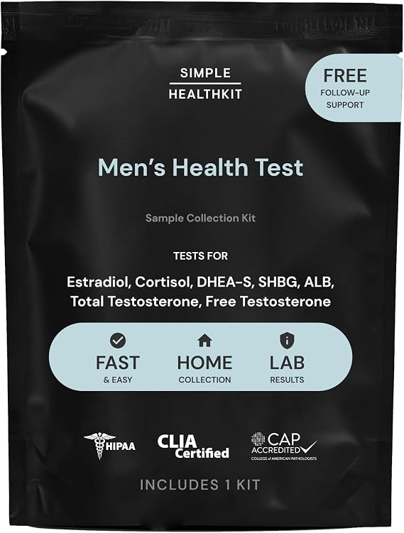 Simple HealthKit Health Test for Men at Home - Integrated Hormone and Protein Panel for Men - General Sample Collection Kit for Wellness Tests - Fast Results