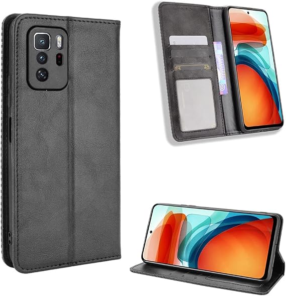 Jielangxin Keji Case for Xiaomi Poco X3 GT Case Cover,Case for Xiaomi Redmi Note 10 Pro 5G / Poco X3 GT Case PU Leather flip Cover Black