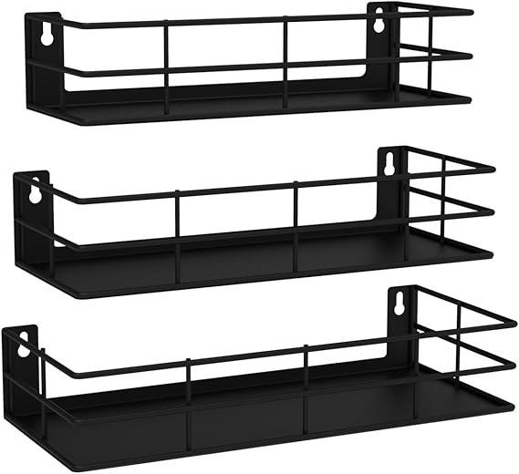 3'lü Set Dekoratif Metal Duvar Rafı - Minimalist Tasarım, Dayanıklı ve Şık - 31cm/29cm/27cm