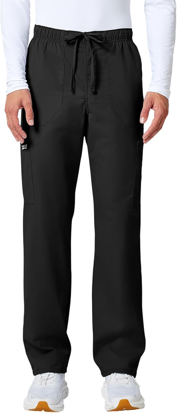 Cherokee Scrubs for Men Tapered Leg Mens Cargo Scrub Pants-5 Pockets,Drawstring,2 Way Stretch Medical Scrub Bottom-WW190
