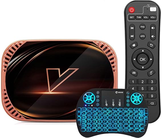 Android TV Box 11.0,VONTAR X4 S905X4 Ultra HD 8K HDR TV Box, 4GB RAM 128GB ROM Android TV Box Have 2.4G/5.8G Dual Band Wifi BT 4.0 Ethernet with Backlit Mini Keyboard,4GB+32GB [Energy Class A]