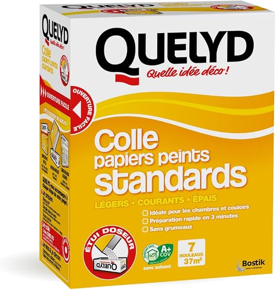Quelyd Standard Wallpaper Glue - Ideal for Bedrooms and Hallways - Ready in 3 Minutes - Ultra Easy Dosing - No Lumps - Solvent Free - Powder 250g (7 Rolls)