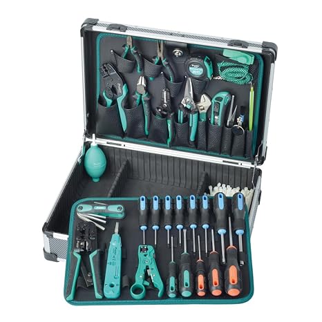 Pro'sKit Tools Solutions PK-1938M Professional Telecom & Networking Tool Kit Computer & Networking Surveillance System Installation & Maintenance(PK-1938M)