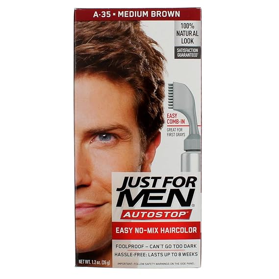Just For Men AutoStop Men's Comb-in Hair Color, Medium Brown 1.2 Ounces Each (8)