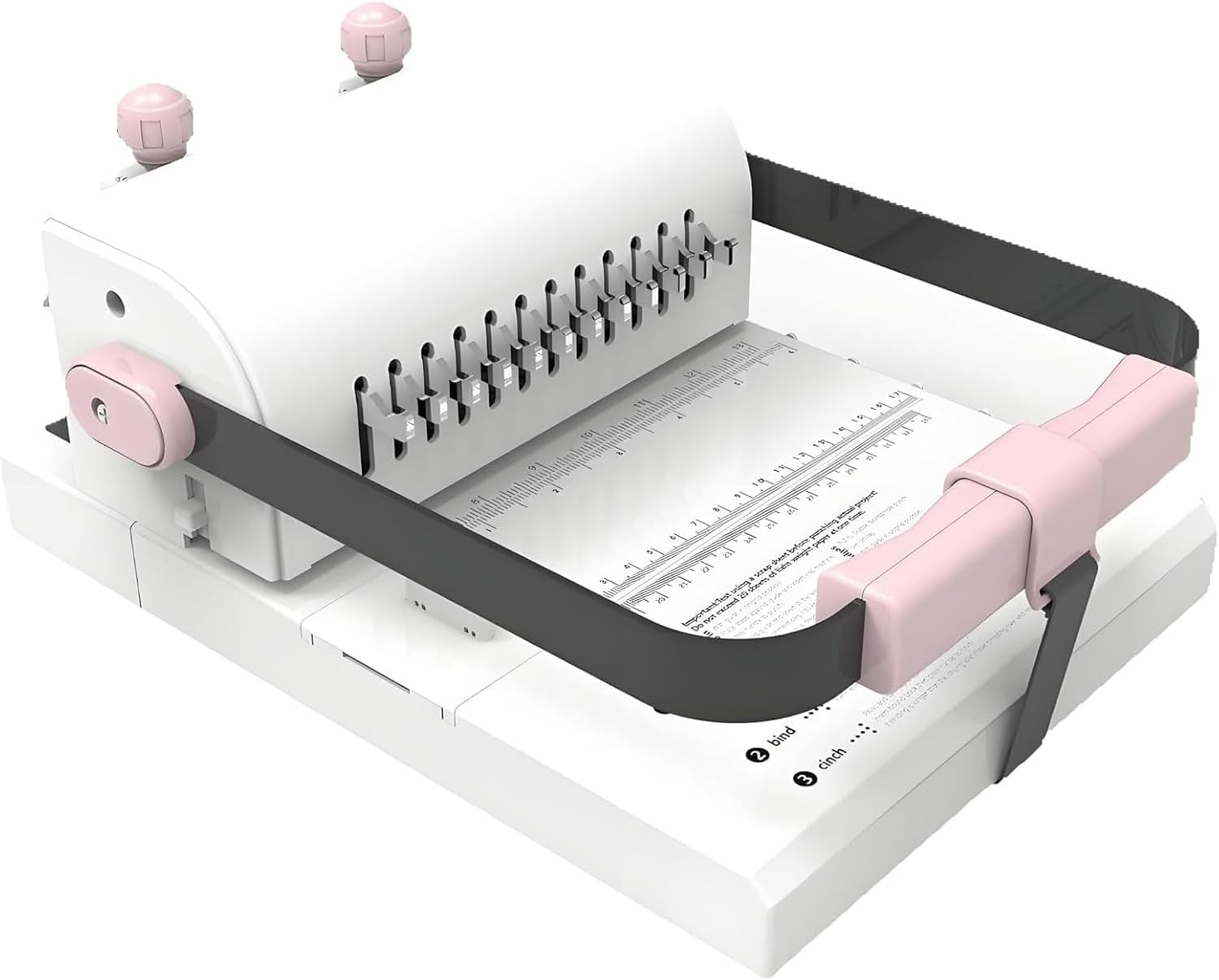 Encuadernadora de doble espiral, perforadora eléctrica, capacidad de perforación de 20 hojas, con regla extendida, ajuste del anillo de presión, base de goma antideslizante, para cuadernos, tarjetas