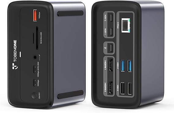 TobenONE MacBook Docking Station Dual 4K@60Hz,7USB,2.5Gbps Ethernet