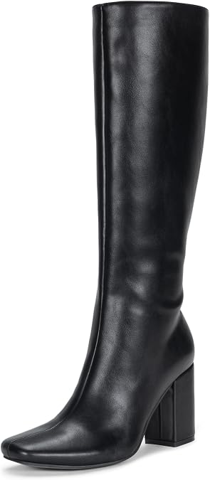 Vepose Knee High Boots for Women, Block Chuncky Heel, Squared Toe Long Boot, Inside Zipper Tall Boots