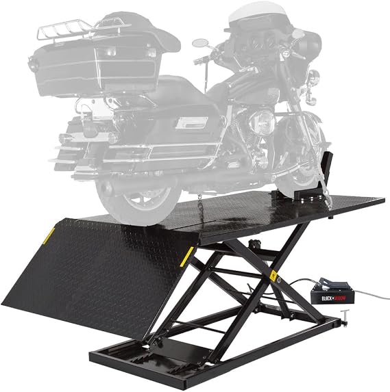 Black Widow Extra-Wide Air Over Hydraulic Motorcycle Scissor Lift Table, 1,500 lb. Capacity, 33.5" Maximum Lift Height