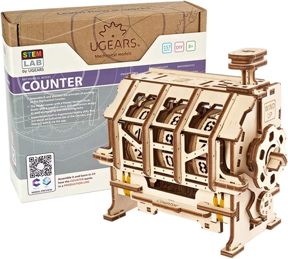 Ugears STEMLAB Counter 70130 Wooden Puzzle Educational Craft Kit AR Augmented Reality