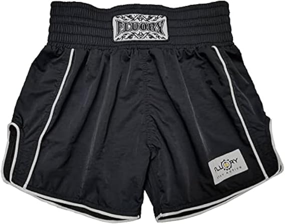 FLUORY Muay Thai Shorts Simple Stylish Boxing Shorts Soft Smooth Nylon Fighting Frapple Workout Shorts