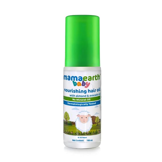 Mamaearth Baby Hair Oil with Almond & Avocado Oil, 100ml | Baby hair oil formulated with almond and avocado oils.