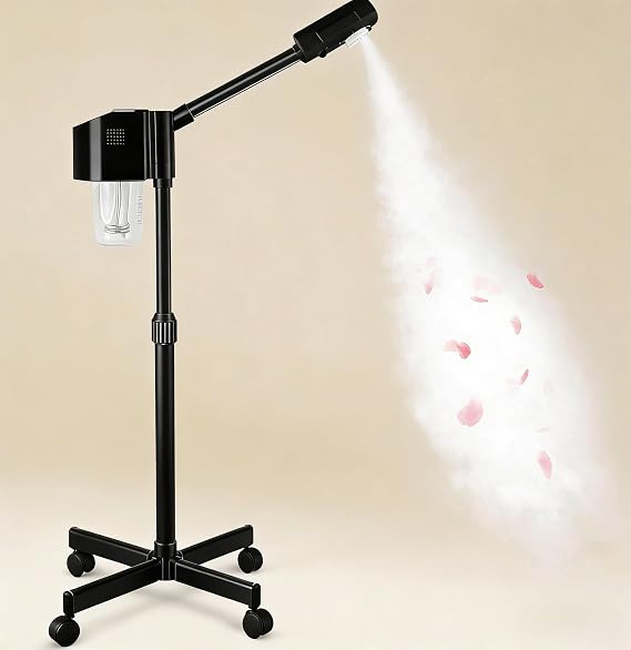 Professional Facial Steamer, Hot Mist Spray with Ozone, Vaporizador Face Steamer for Esthetician, SPA at Home, Black