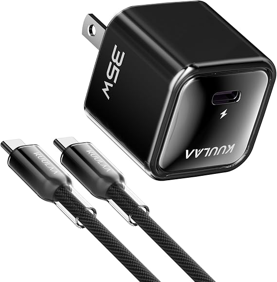 Kuulaa USB C Charger Block 35W iPhone Charger Fast Charging GaN PPS Compact Wall Chargers Block, USB-C Power Adapter for iPhone 17/16/15/14/13, Galaxy S25/S24/S23 (Black)