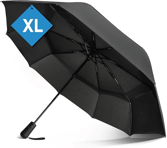 Prostorm Compact Travel Umbrella, Portable Windproof Umbrella for Rain | Deep Dome Cover, Lightweight, Automatic Open/Close, Fits in Car & Backpack