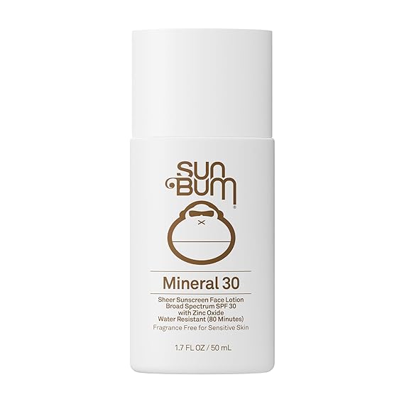 Sun Bum Mineral SPF 30 Face Sunscreen Lotion - Travel Size, 1.7 oz | Broad Spectrum, Fragrance Free Moisturizing Facial Sunscreen, Hawaii 104 Act Compliant (Without Octinoxate & Oxybenzone)