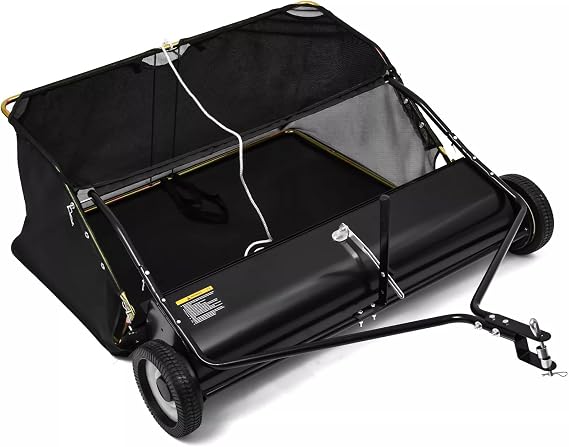 GaRcan 42"" Tow Behind Lawn Sweeper Leaf Collector Sweeper for Lawn 12 Cu FT Capacity, Replacement for John Deere OEM