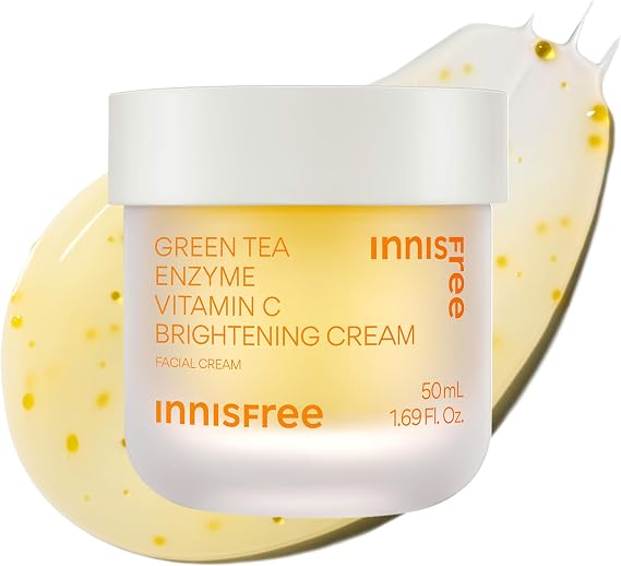 INNISFREE Green Tea Enzyme Vitamin C Brightening Cream, Korean Brightening Face Moisturiser with Vitamin C & Green Tea, For Radiance, Hydration & Uneven Skin Tone, 50ml