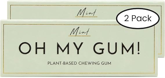 OH MY GUM! Natural Chewing Gum in Mint Pack of 2 (10 Pieces/Pack) | 100% Plant Based Aspartame Free Chewing Gum | Award Winning Sugar Free Chewing Gum & Good for Teeth |