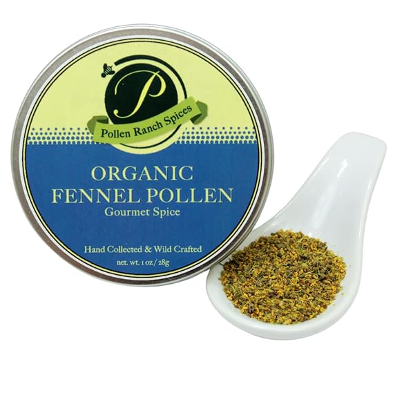 Pollen Ranch Organic Fennel Pollen Spice - 1 oz Tin Wild Crafted Organic Fennel Flowers for Cooking, Seasoning & Finishing - Gourmet Spice for Seafood, Chicken, Pork, Vegetables & Pasta