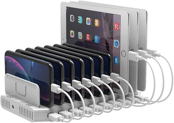 Unitek USB Charging Station Multiple Devices 60 W 10 Port Charging Station with QC3.0 Adjustable divider for tablet and other USB devices