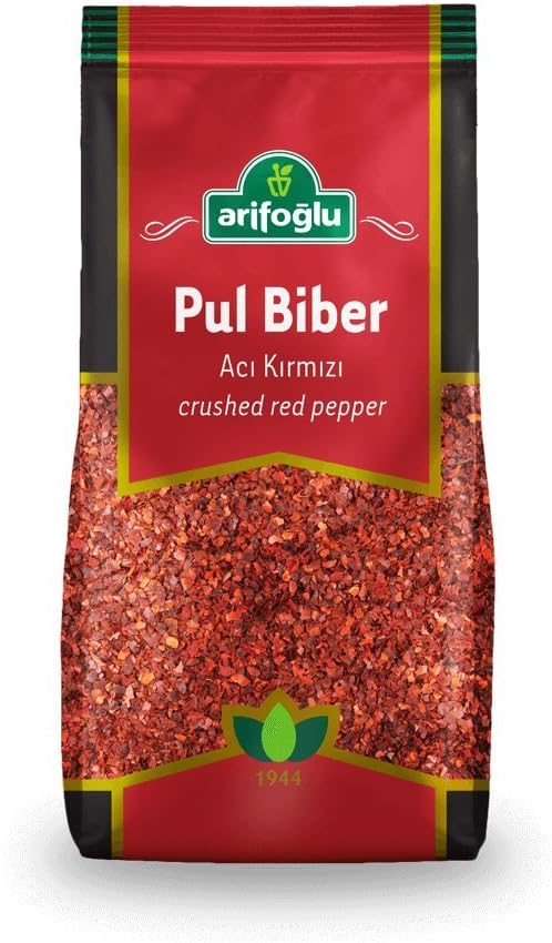 Arifoğlu Pul Biber Acı Kırmızı 200g, Türkiye Biberi; Arifoğlu Hot Red Pepper Flakes 200g, Turkish Peppers.