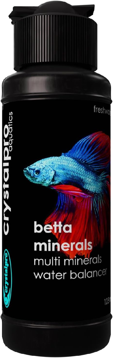 Crystalpro Betta Minerals - Creates Natural Beta Water Environment - Reduces Stress - Essential Minerals for Soft & RO Water - Fish Health Boost (4.2 Oz / 125ml)
