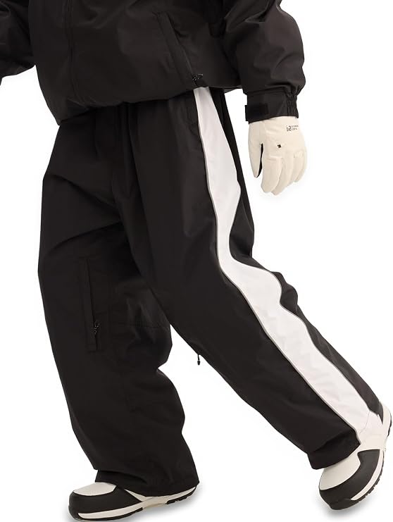 GSOU SNOW Snowboard Pants Mens Womens Retro Baggy Waterproof Reflective Ski Pants Vintage Loose Outwear Not Insulated