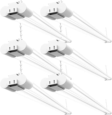 Sunco 6 Pack LED Shop Lights for Workshop 4FT, Linkable Garage Lighting, 4500 LM, 40W 150W Equivalent, 6000K Daylight Deluxe, Surface  Suspension Mount, 48 Inch Integrated Fixture, White