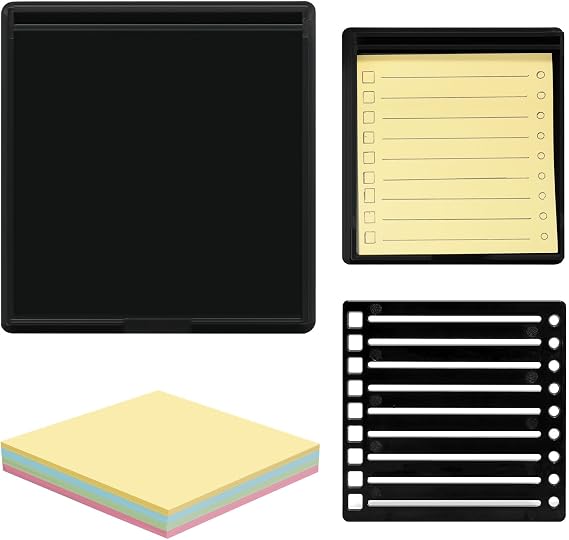 Black Post It Notes Stencil, Reusable Memo Pad Maker with 100 Multi-Color Notes, Suitable for 3x3 Inch Sticky Notes, Portable Sticky Note Kit for Journaling, Planning & School Supplies