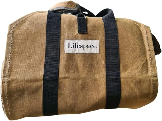 Lifespace Heavy Duty Canvas Firewood Log Carrier Bag with Handles & Strap