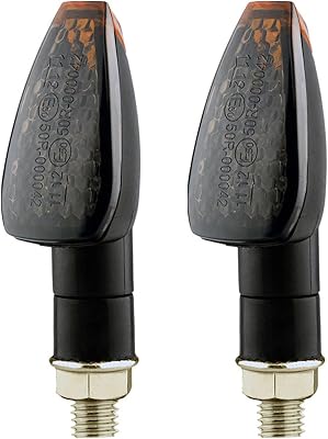 ANKIA 2Pcs 14 LED Universal Motorcycle Flowing Turn Signal Lights Mini Stalk Arrow Indicators Motorbike Front Rear Blinkers Amber Lamp Fit for Chopper,Cruisers, Suzuki, Yamaha Smoked Black