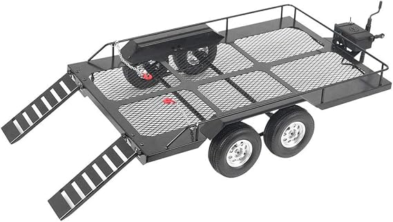 Tbest 1/10 RC Car Trailer, Metal Trail Car Trailer Accessory with Four Tires Fit for 1/10 RC Car