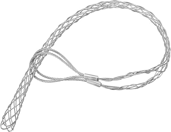 MECCANIXITY Cable Pulling Grip for Light & Heavy Cable(d:9-12mm,Silver) 37cm,1.2FT Wire Mesh Puller Socks Grip Double Head Galvanizing Steel Wire Grips Net Cover Smooth