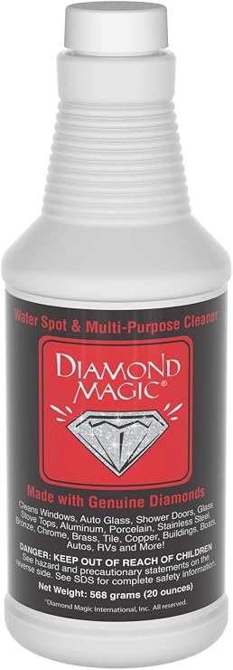 Water Spot & Multi-Purpose Cleaner (20 Ounces) Clean with The Power of Genuine Diamonds! Professional Cleaner/Hard Water Stain Remover. Made in The USA!