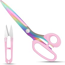 Vutyvve Fabric Scissors, Stainless Steel Titanium Plated Sewing Scissors, Heavy Duty Tailor's Scissors for Cutting Fabric, Clothing, Textiles, Sky Blue 9.2 Inch Scissors, Thread Scissors, Set of 2