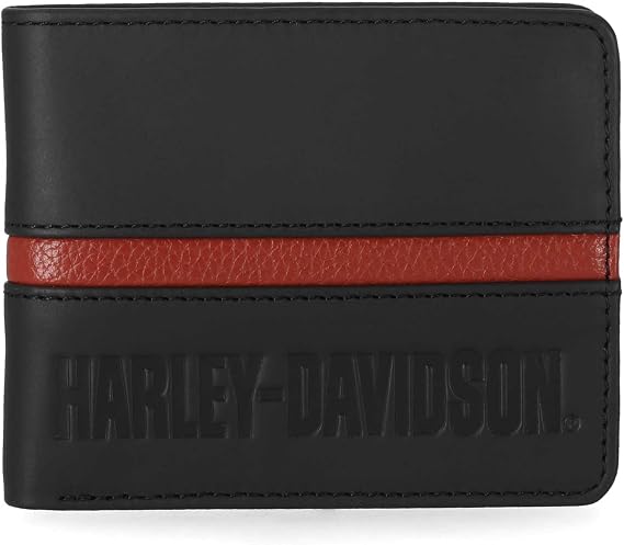 Harley-Davidson Men's H-D Center Block Passcase Bi-Fold Leather Wallet, Black