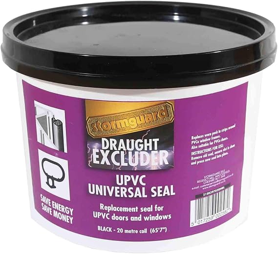 Stormguard Replacement Rubber UPVC window door gasket seal draught proofing excluder (20 Meters, Black)