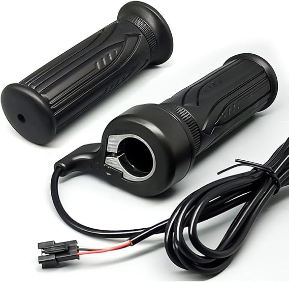 Electric Bike Full Twist Throttle Right Handle Throttle 24V 36V 48V 60V 72V with 3 pin Waterproof/SM Connector for EBike or Folding Electric Scooter