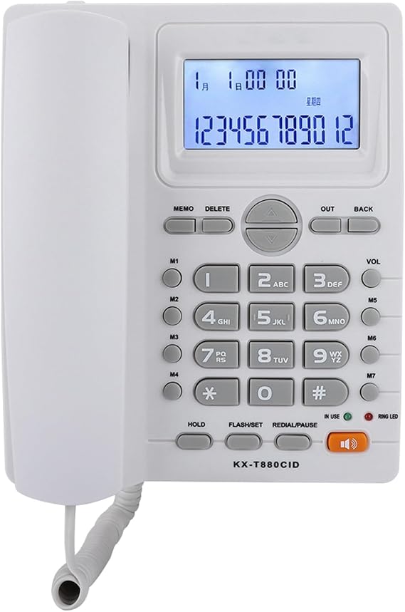 Corded Phone, Dualport Extension Set Corded Telephone with Caller ID Display and Speaker Phone,Large Buttons Landline Phone for Office Business (White)