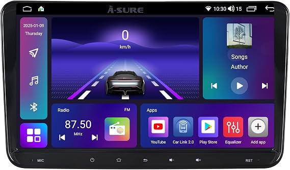 8Core Car Stereo for VW Jetta A5/Passat B6/CC/Golf MK5/Beetle/EOS 2005-2010 | 9 inch Touchscreen, 4+64GB, Android 15, GPS Navigation Unit with Wireless Carplay, Android Auto, SWC, Plug & Play, AHD Camera