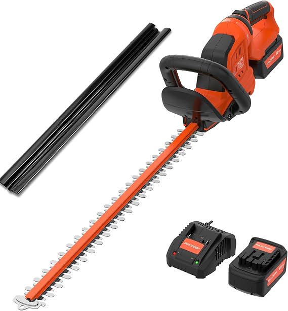 Upgraded Electric Cordless Hedge Trimmer, 22 Dual-Action Blade, 3000 RPM/min Power Hedge Trimmers with 20V 4.0Ah Battery and Fast Charger, Safety Double Switch