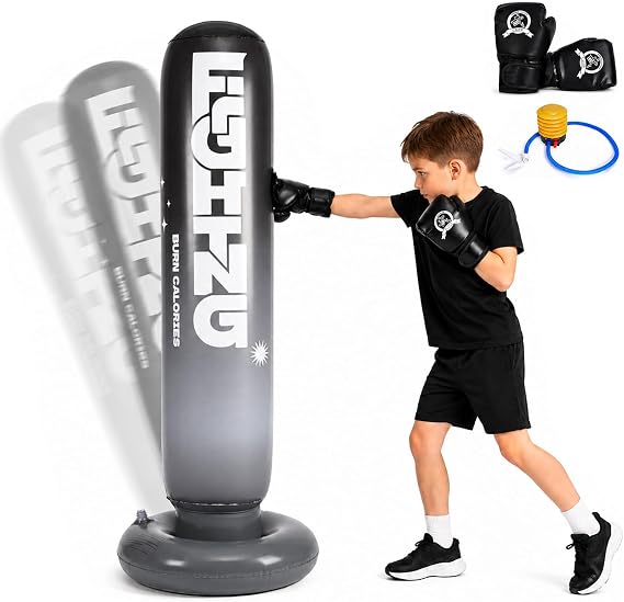 Youth Punching Bag Set 59 Inch Freestanding Inflatable Boxing Bag
