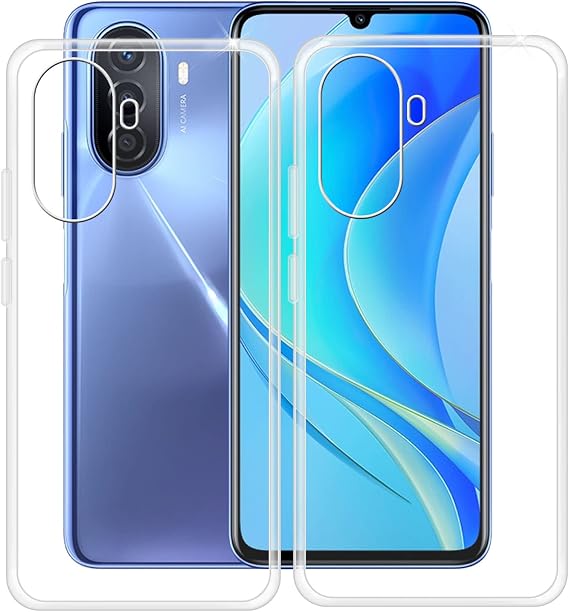 Phone Case for Huawei nova Y70 Plus (6.75"), 2 Pcs Shockproof Soft Silicone Bumper Shell, [Ultra-Thin ] [Anti-Yellowing] Clear Back Cover for Huawei nova Y70 Plus - Clear + Clear