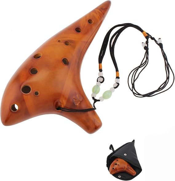 12 Hole Alto C Ceramic Ocarina, Handcrafted Tuned w Songbook for Beginners