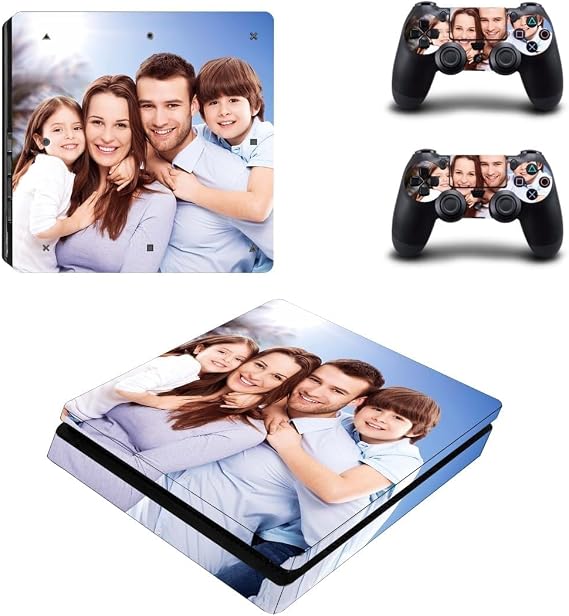 Custom Vinyl Skin Sticker Decal Cover for PS4 Slim Console and Controllers, Personalized with Your Photos