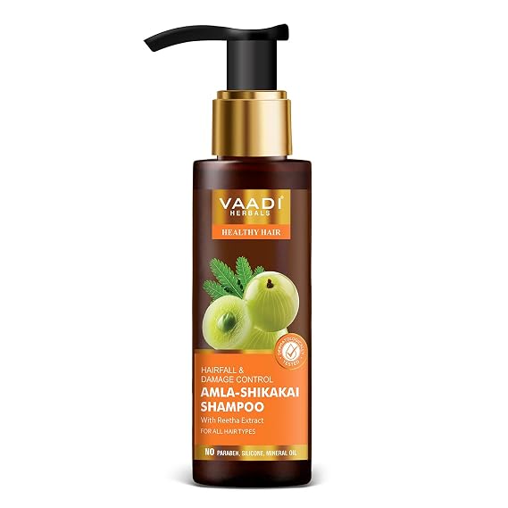 Vaadi Herbals Amla with Shikakai & Reetha Shampoo - Hair Fall Control - ALL Natural Herbal for Hair Loss Control - Suitable for All Hair Types - 11.8 Ounces